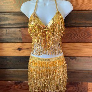 Gold Sequin Top and Matching Skirt One Size Fits Most